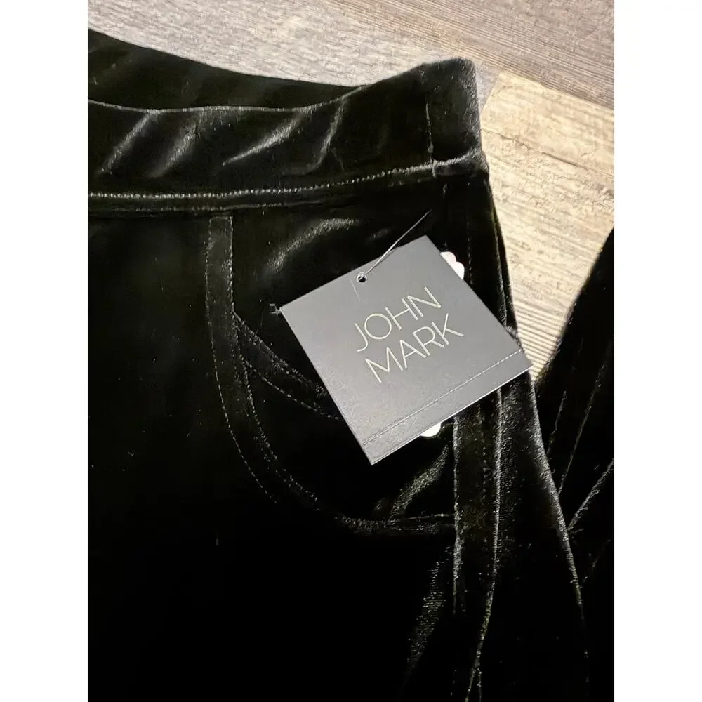 John Mark Black Velvet Leggings with Pockets Size Large NWT - Picture 3 of 4